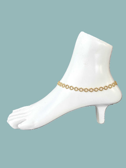 Gold-Plated Floral Link Anklets