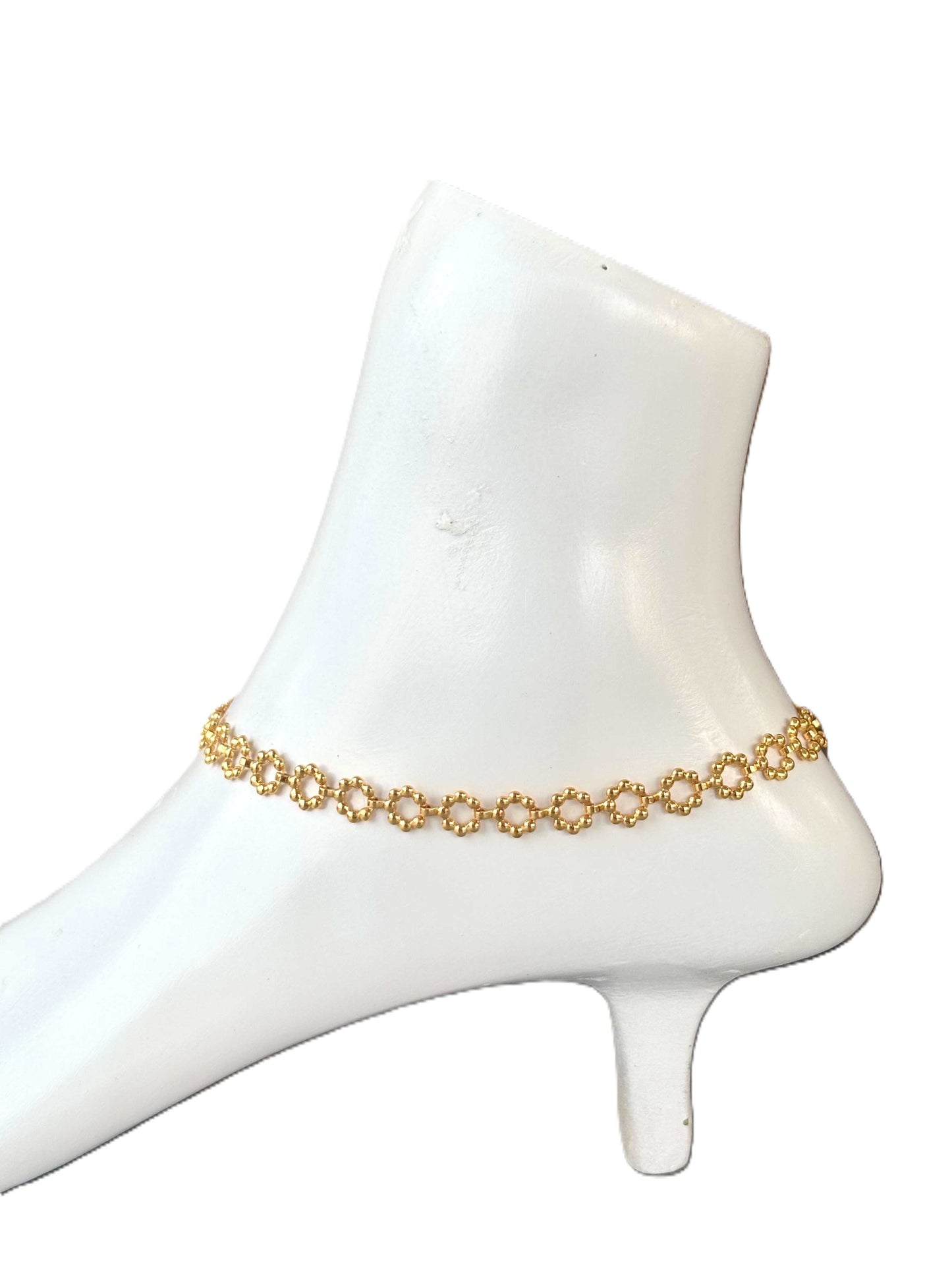 Gold-Plated Floral Link Anklets