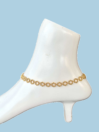 Gold-Plated Floral Link Anklets