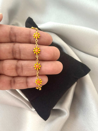 Gold-Plated Yellow Enamel Daisy Bracelet