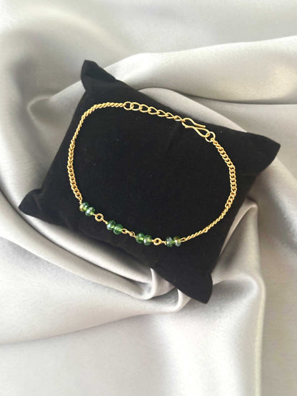 Gold-Plated Green Crystal Bead Bracelet