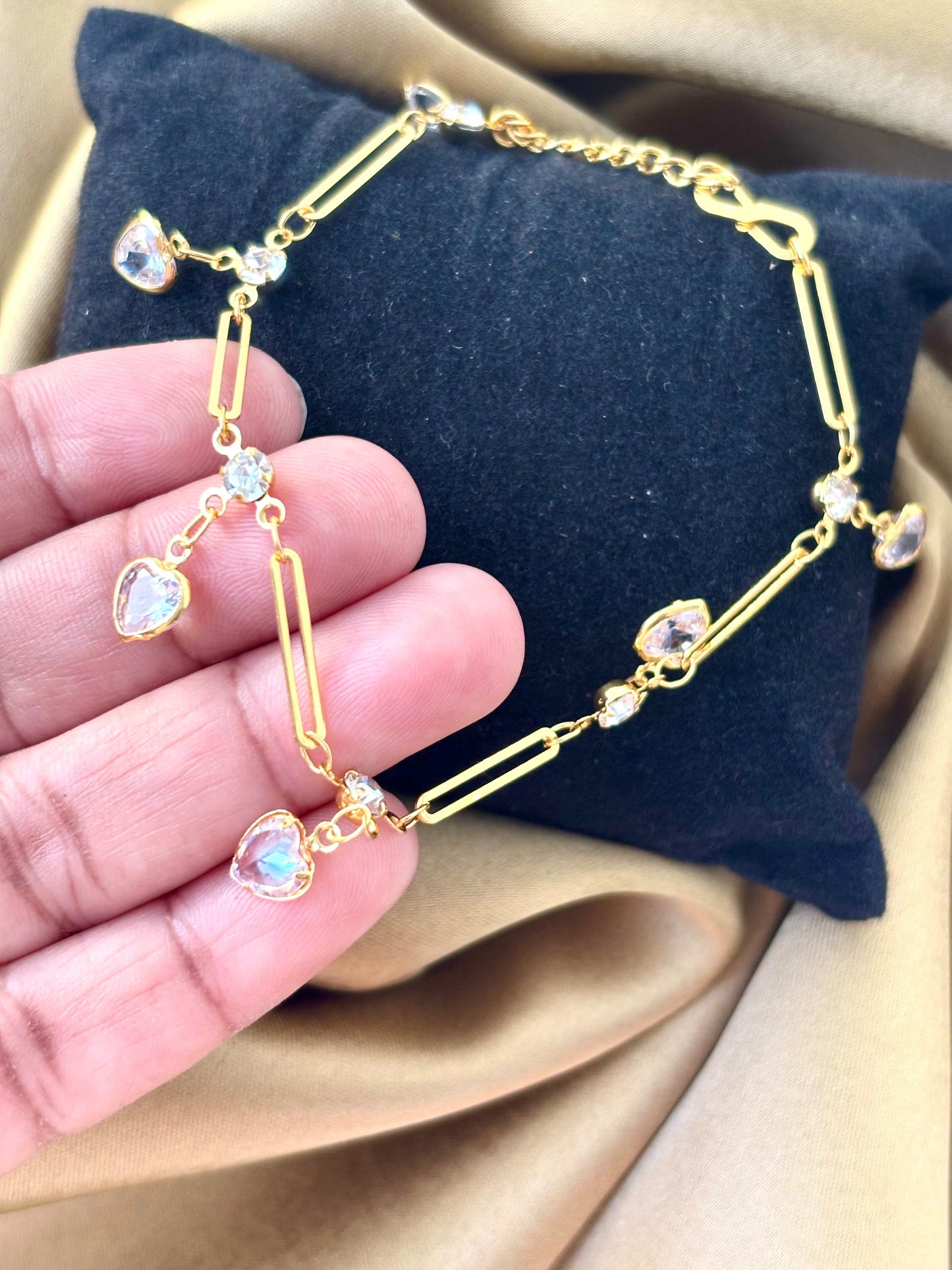 Crystal Heart Charm Bracelet