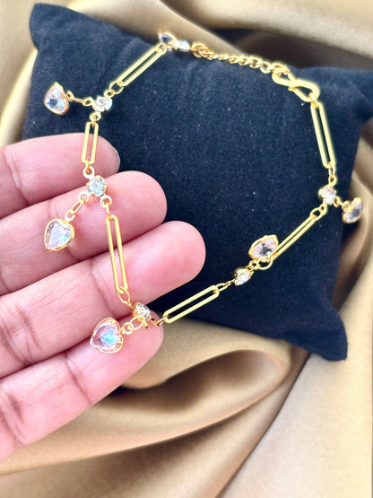 Crystal Heart Charm Bracelet