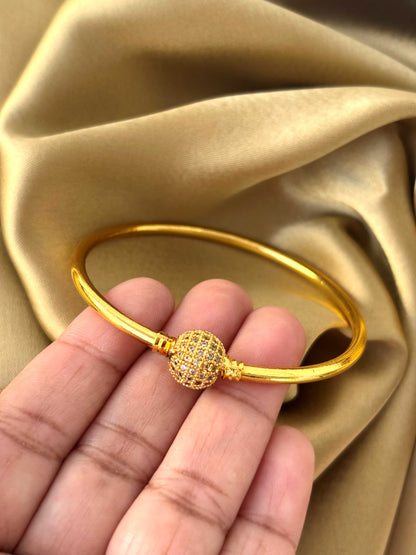 Gold-Plated Pave Globe Bangle