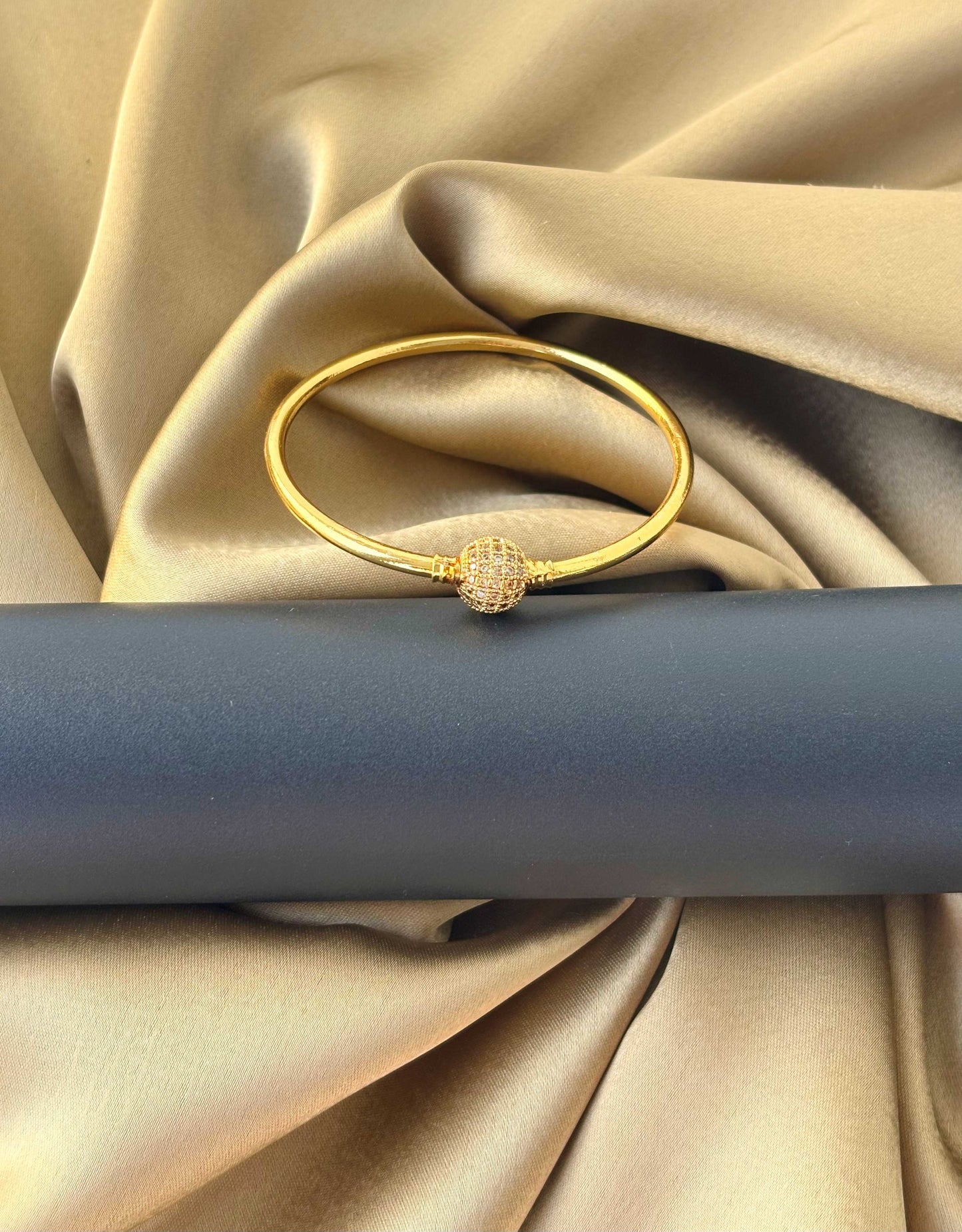 Gold-Plated Pave Globe Bangle