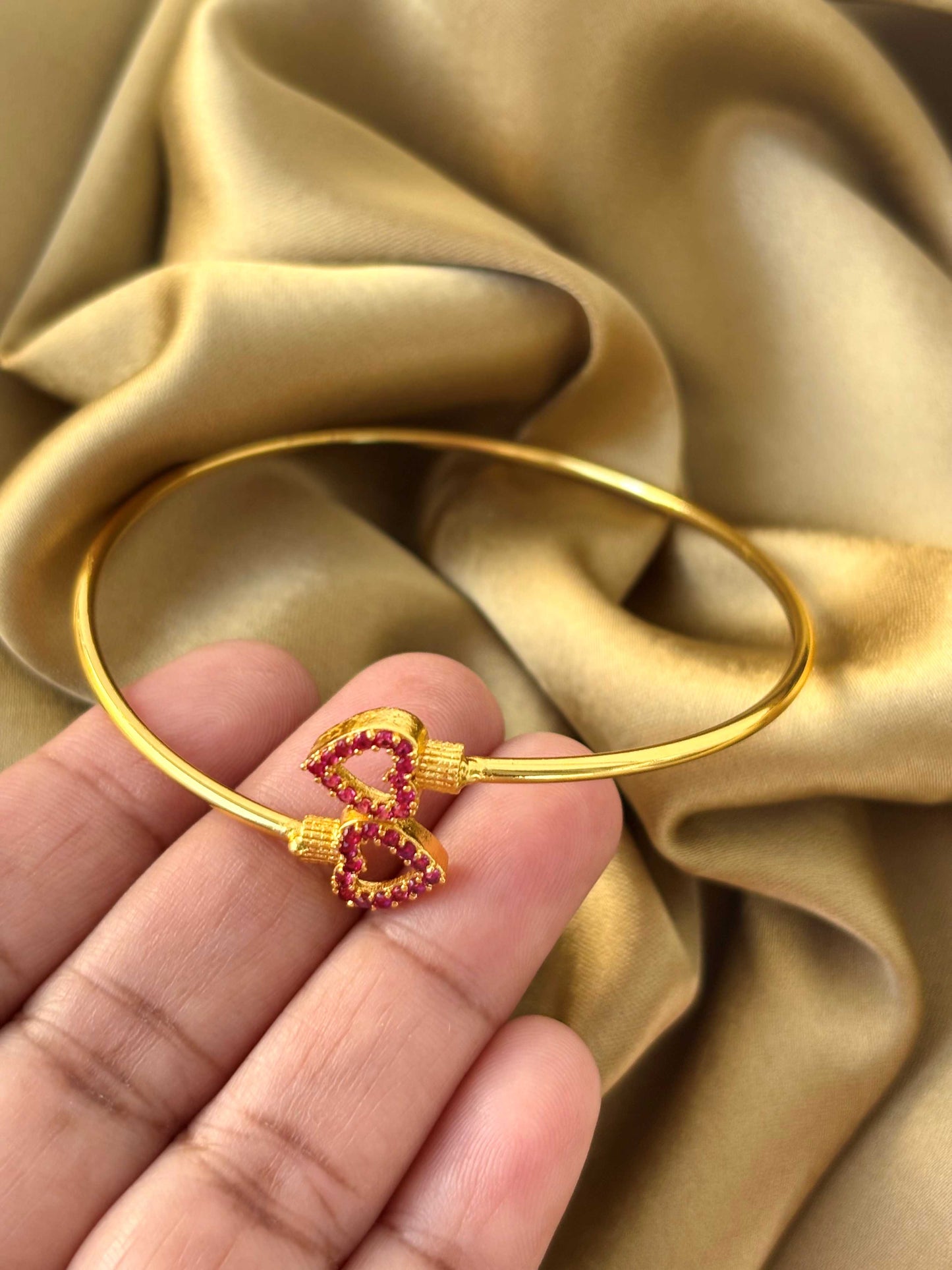 Gold-Plated Ruby Heart Cuff