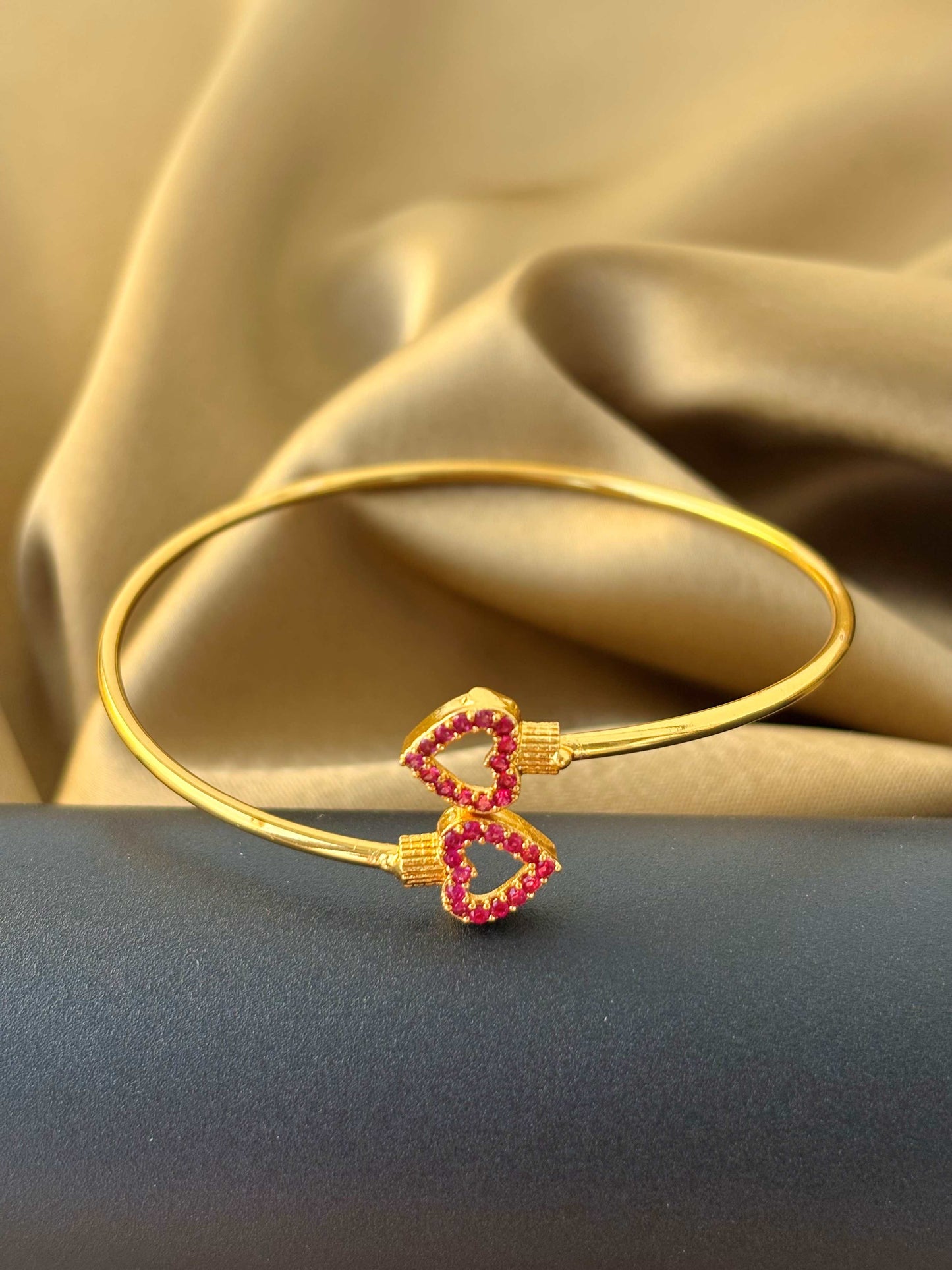 Gold-Plated Ruby Heart Cuff