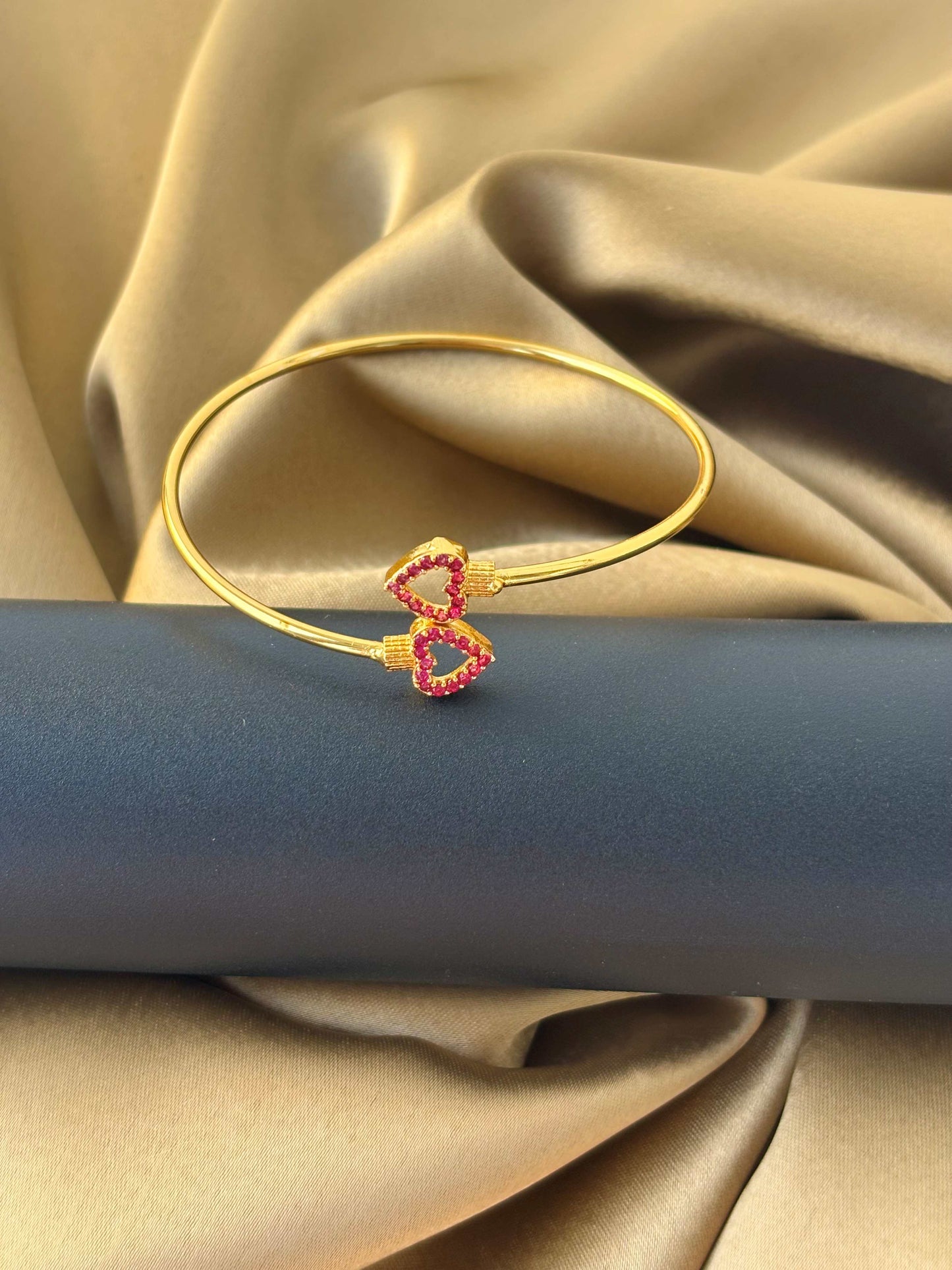 Gold-Plated Ruby Heart Cuff