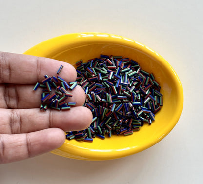 Maroon Blue and Green Tubular Beads