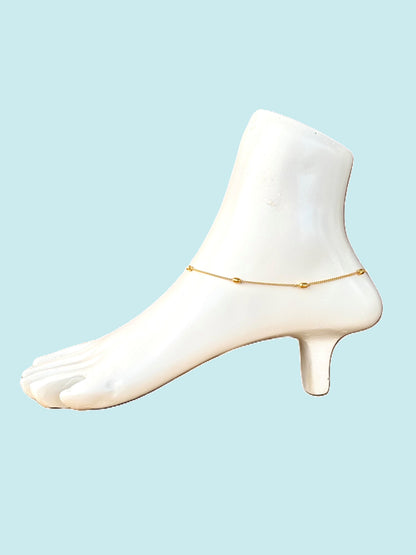 Gold-Plated Wheat Beads Anklet Size 10