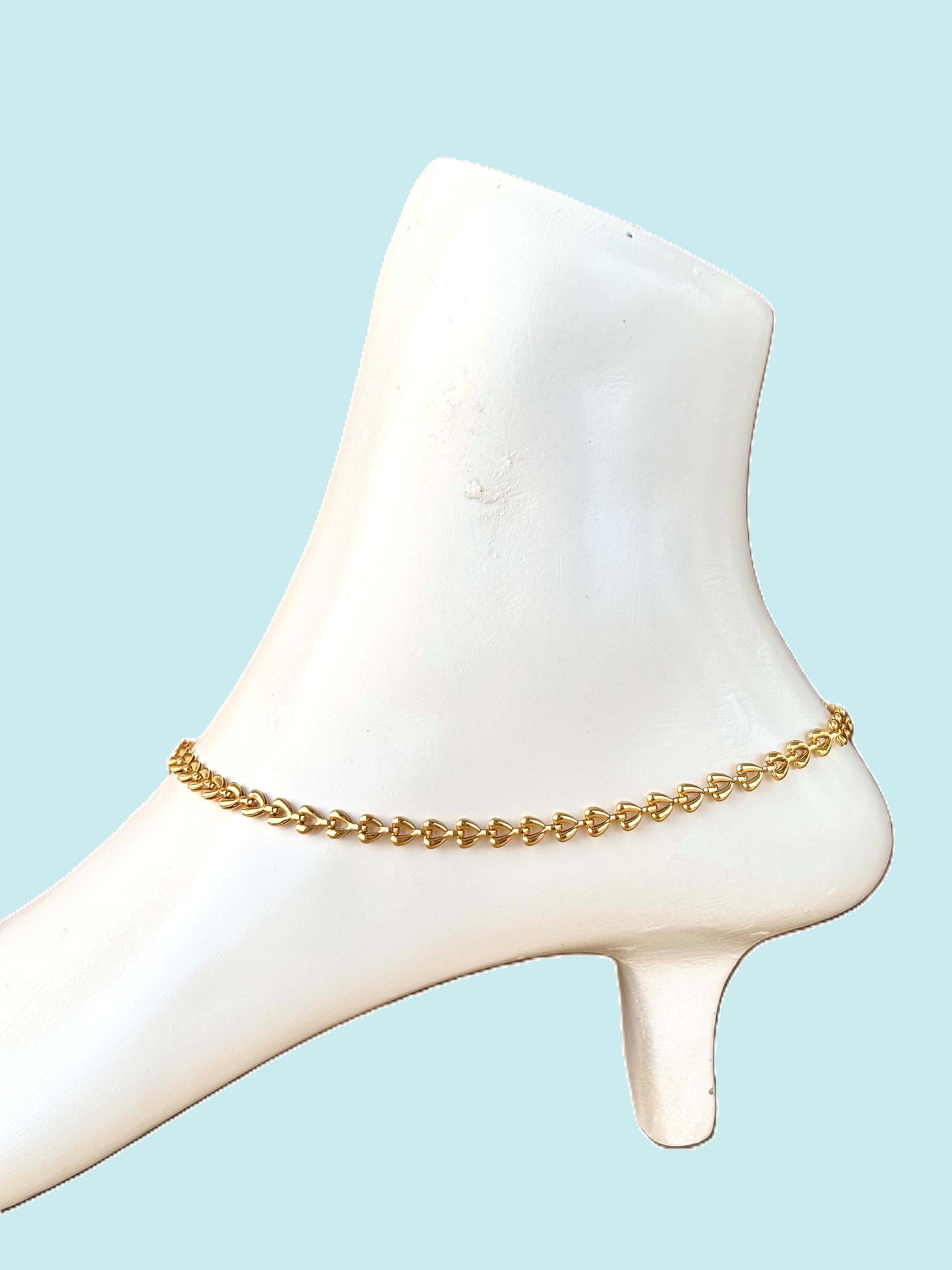 Gold-Plated Interlocking Heart Anklet
