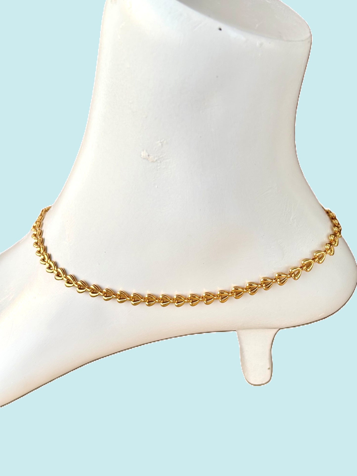 Gold-Plated Interlocking Heart Anklet
