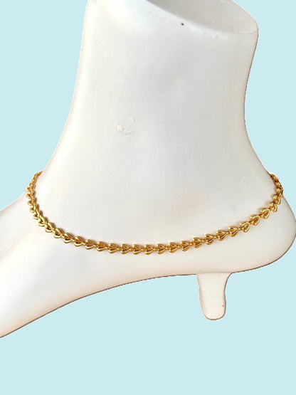 Gold-Plated Interlocking Heart Anklet