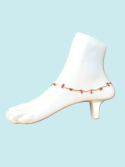 Gold-Plated Ruby Wave Anklet Size 10.5