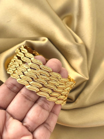 Modern Gold-Plated Zig-Zag Bangles Size 2.6