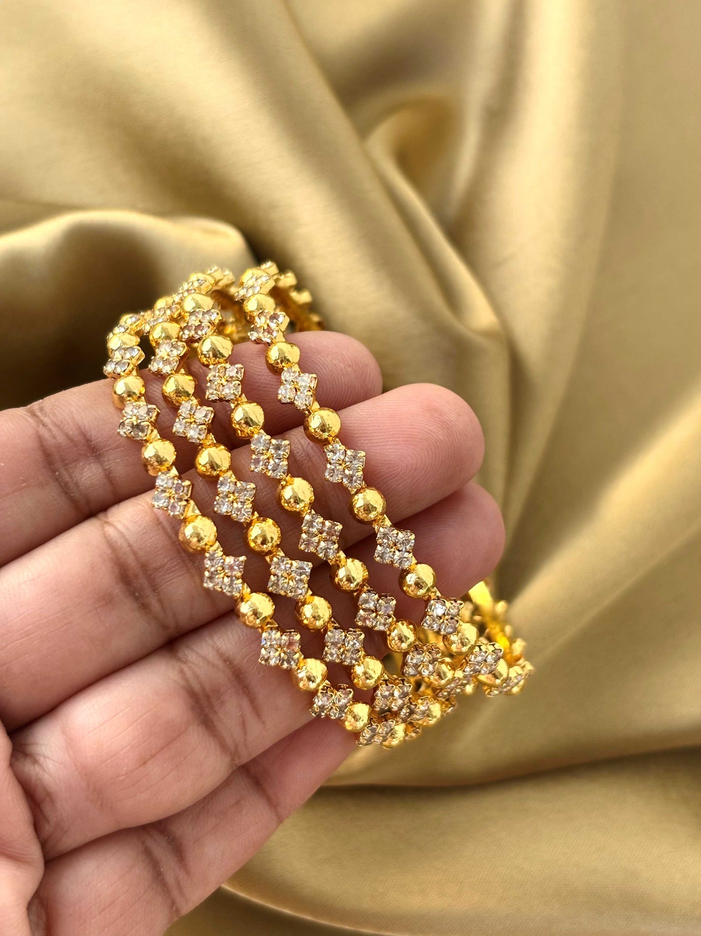 Gold-Plated Stone Studded Bangles Size 2.6