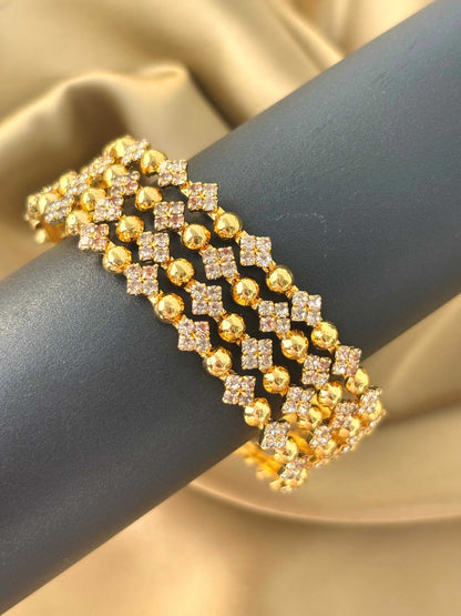 Gold-Plated Stone Studded Bangles Size 2.4