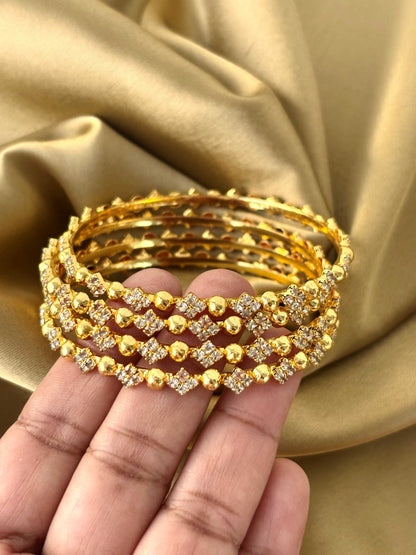 Gold-Plated Stone Studded Bangles Size 2.6