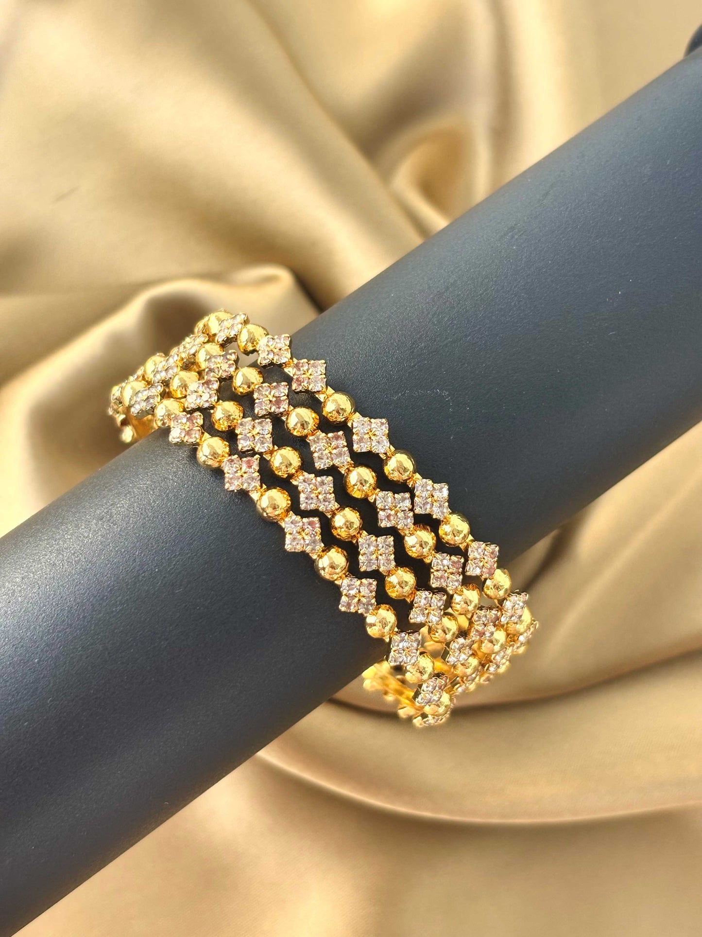 Gold-Plated Stone Studded Bangles Size 2.6