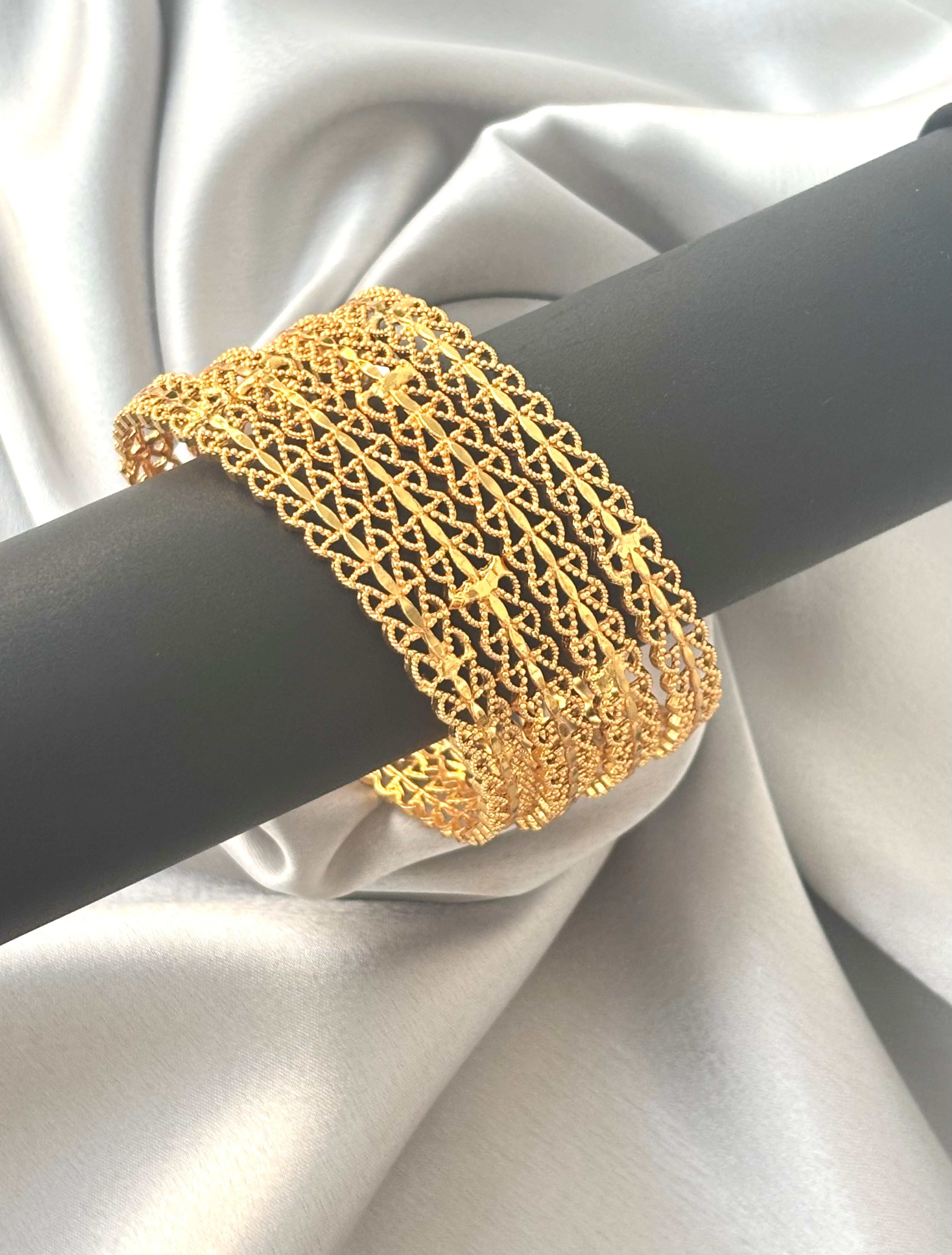 Intricate Mesh Gold-Plated Bangles 2.6