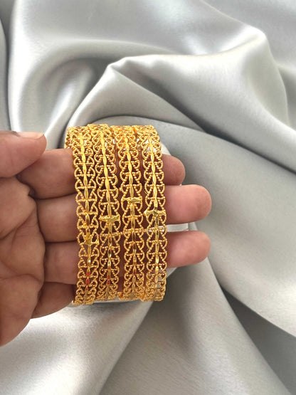 Intricate Mesh Gold-Plated Bangles 2.6
