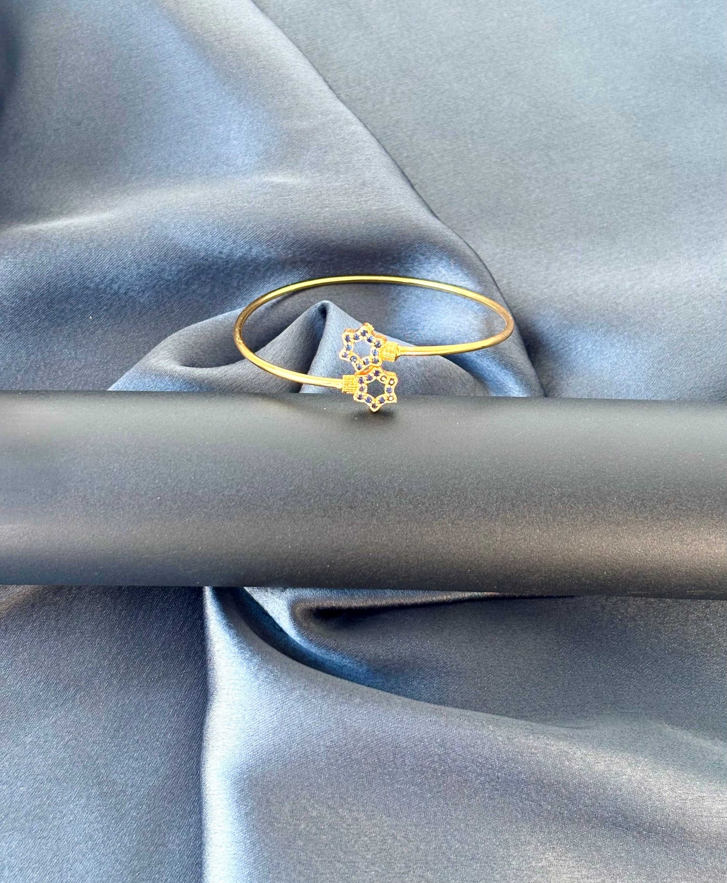Gold-Plated Cuff with Blue Star Accents
