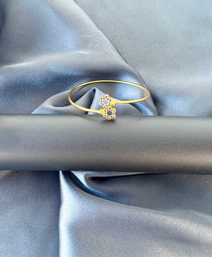 Gold-Plated Cuff with Blue Star Accents