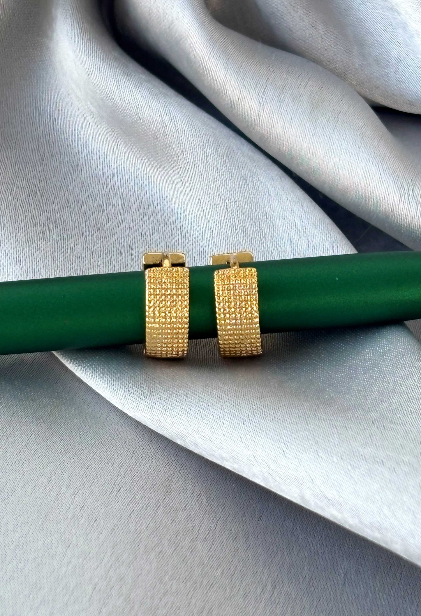 Textured Gold-Plated Huggie Hoops