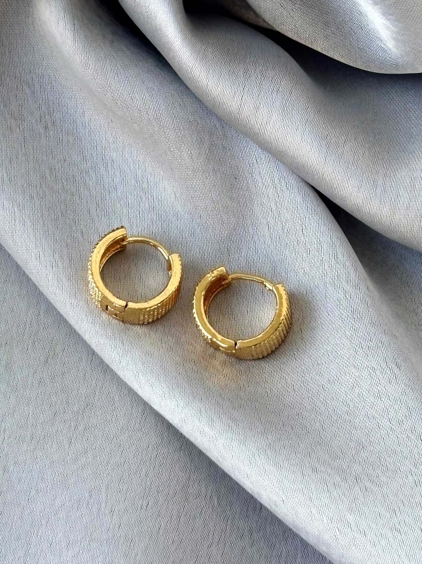 Textured Gold-Plated Huggie Hoops