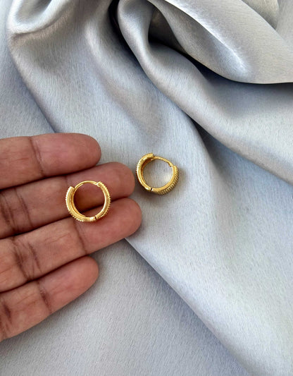 Textured Gold-Plated Huggie Hoops