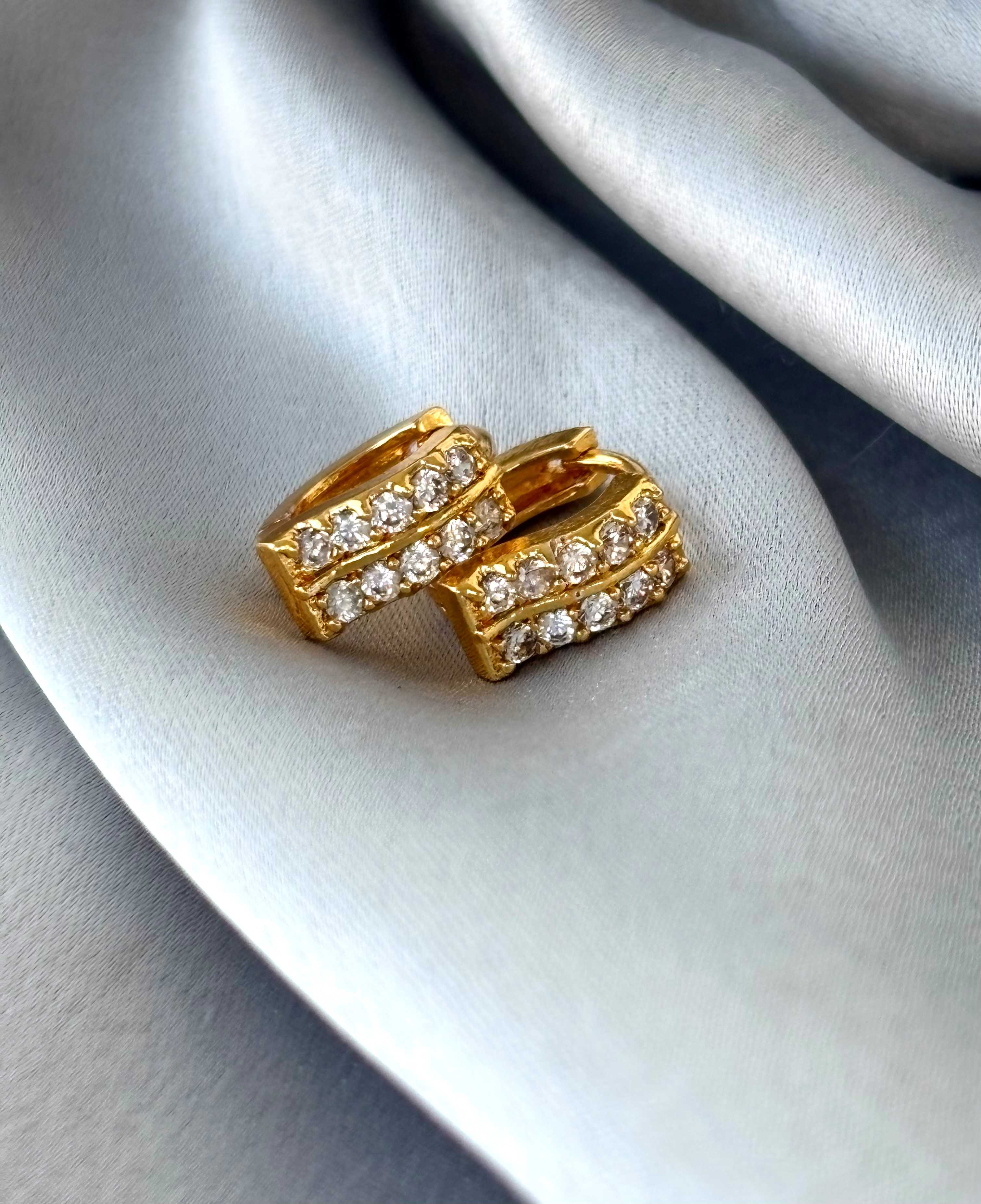Double Row Stone Studded Huggie Earrings