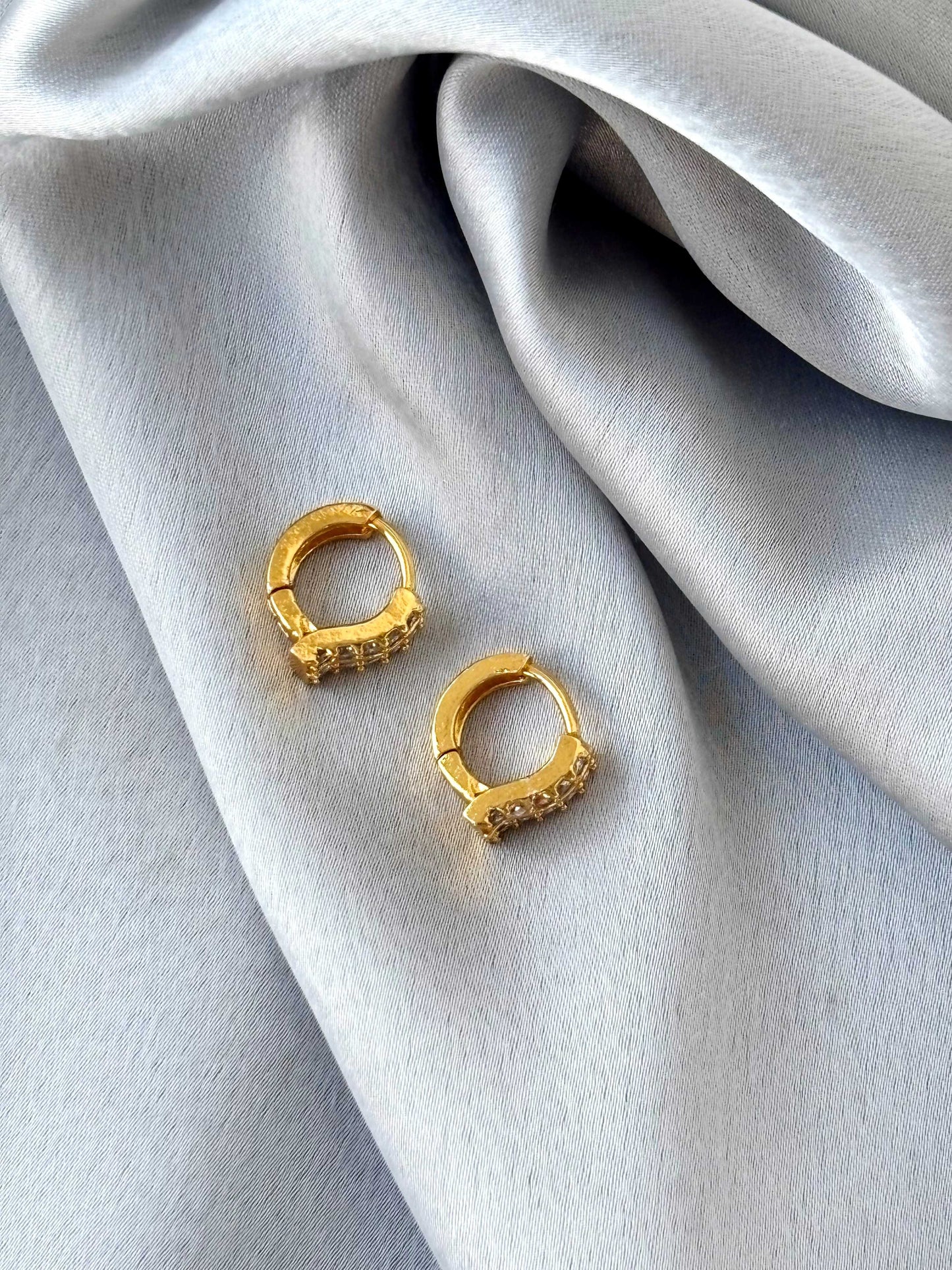 Double Row Stone Studded Huggie Earrings