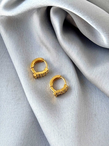 Double Row Stone Studded Huggie Earrings