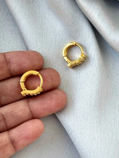 Double Row Stone Studded Huggie Earrings