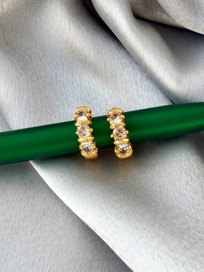 Single-Row Stone Gold-Plated Huggies