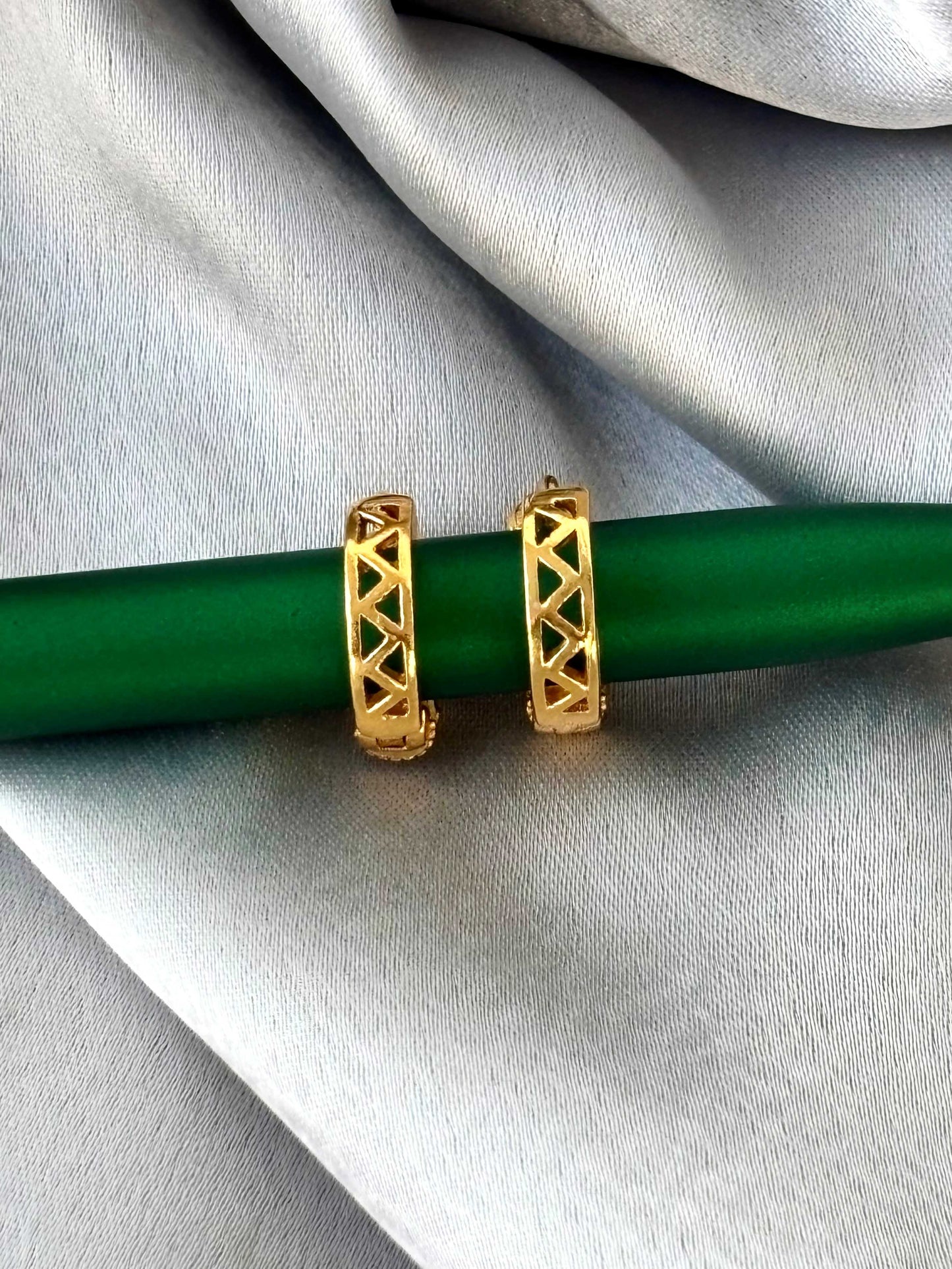 Single-Row Stone Gold-Plated Huggies