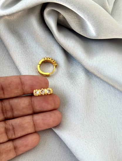 Single-Row Stone Gold-Plated Huggies