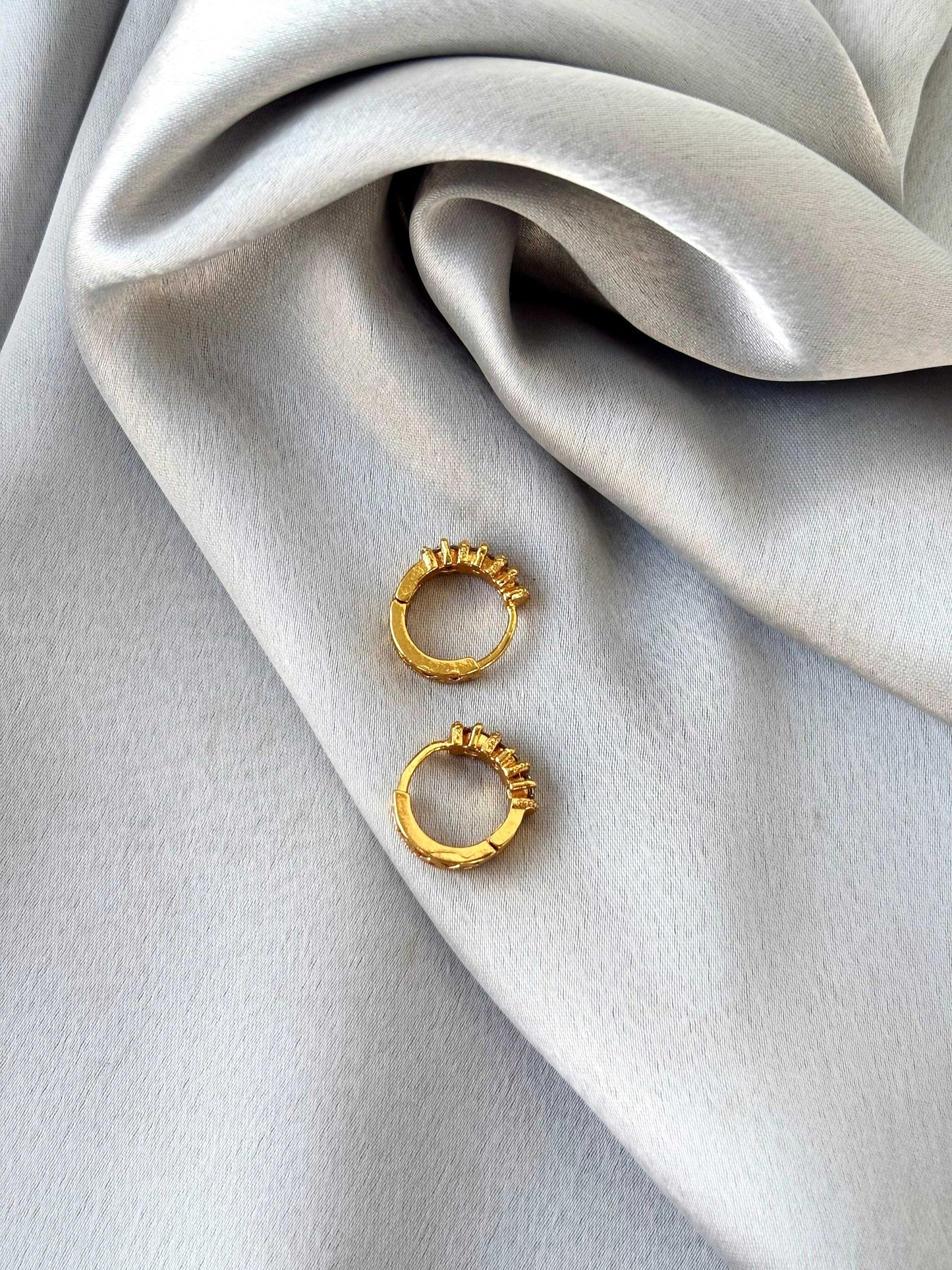 Single-Row Stone Gold-Plated Huggies