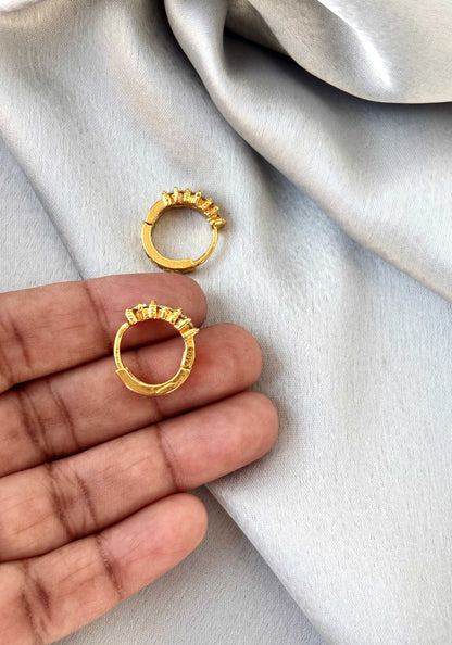Single-Row Stone Gold-Plated Huggies