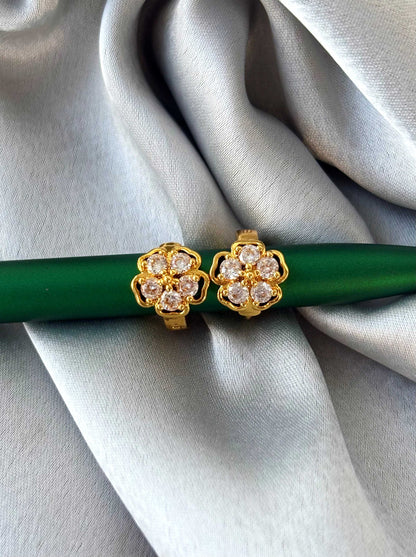 Floral Stone Gold-Plated Hoops