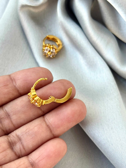 Floral Stone Gold-Plated Hoops