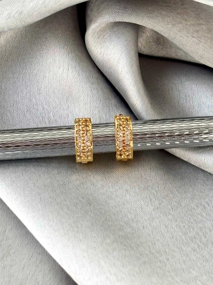 Pave-Set Triple Row Gold-Plated Huggies