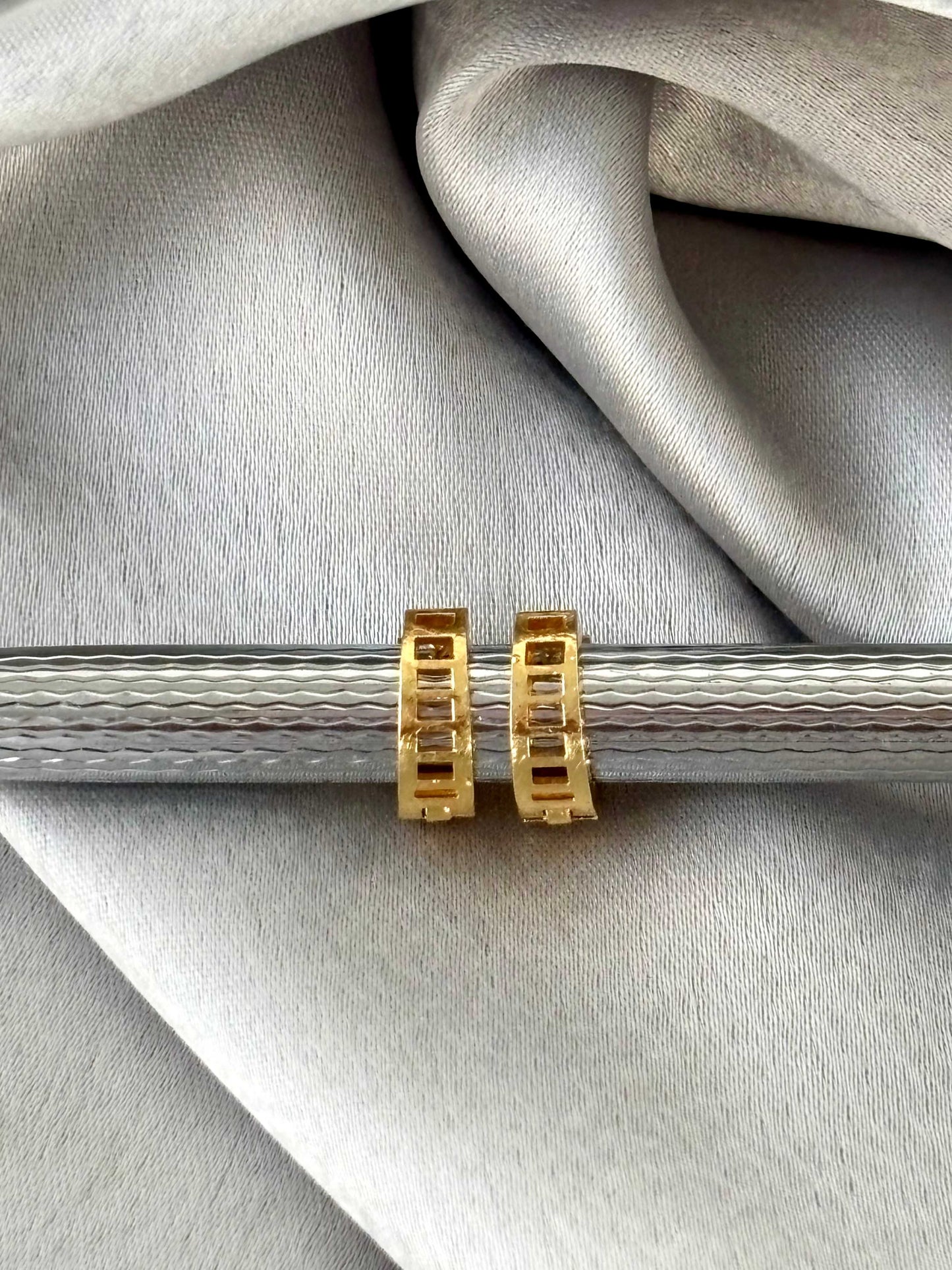 Pave-Set Triple Row Gold-Plated Huggies
