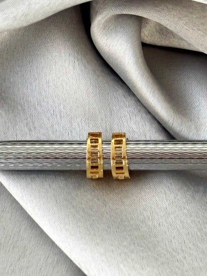 Pave-Set Triple Row Gold-Plated Huggies