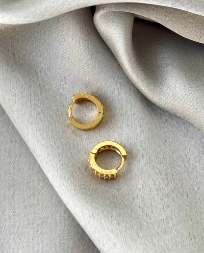 Pave-Set Triple Row Gold-Plated Huggies