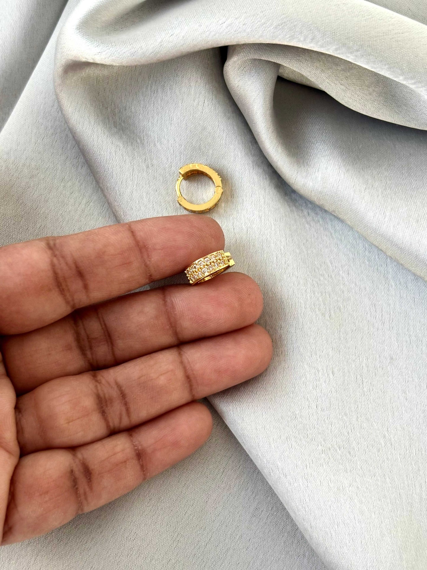 Pave-Set Triple Row Gold-Plated Huggies