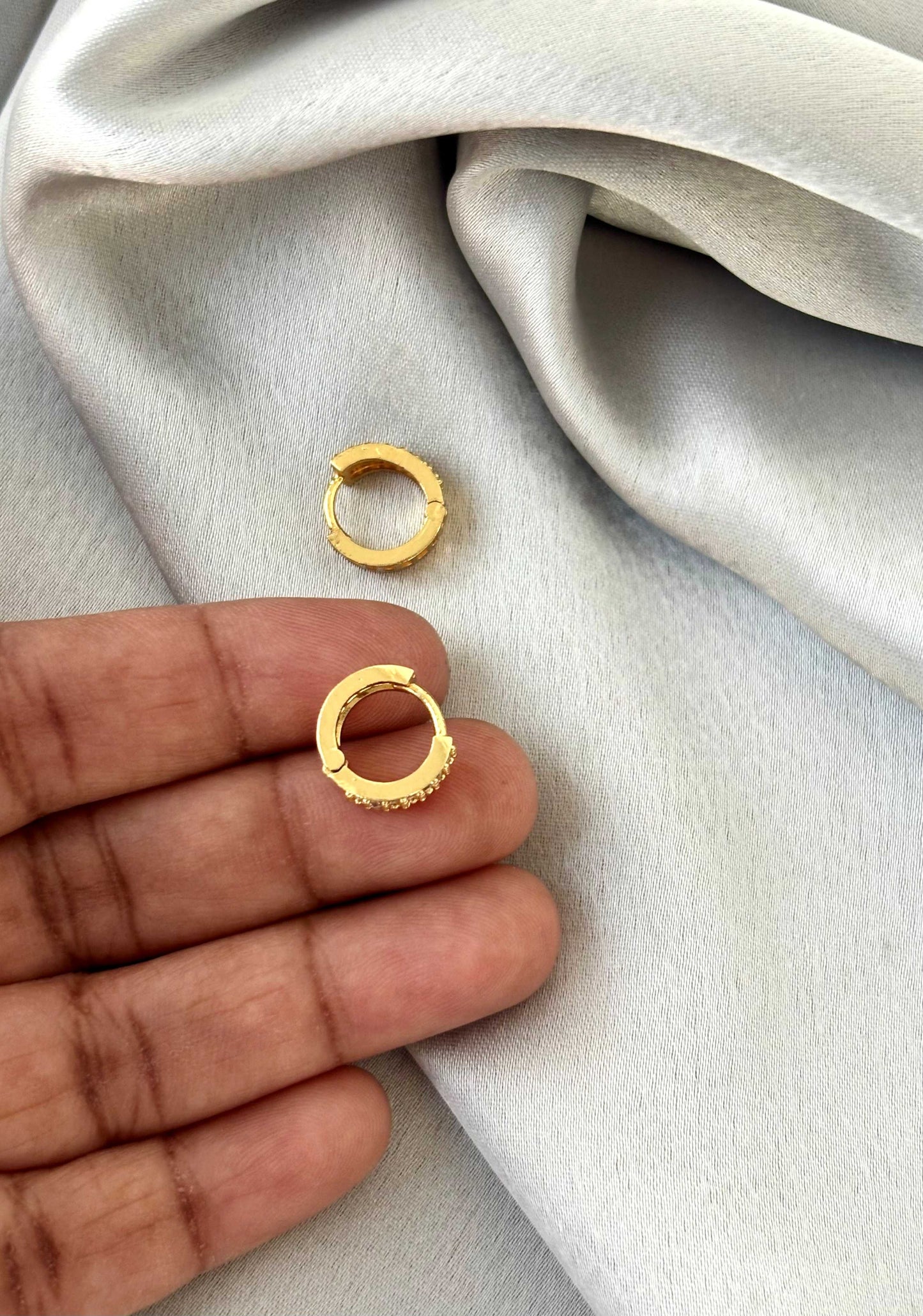 Pave-Set Triple Row Gold-Plated Huggies