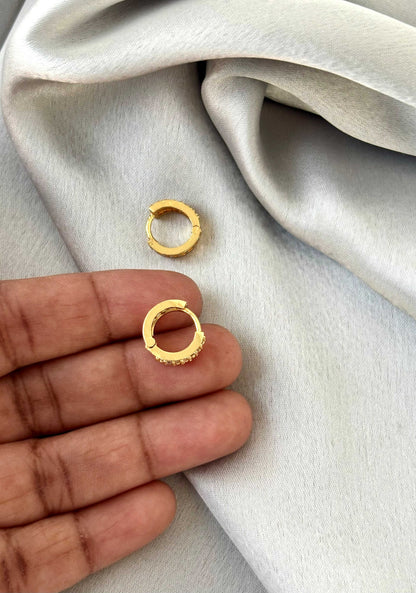 Pave-Set Triple Row Gold-Plated Huggies