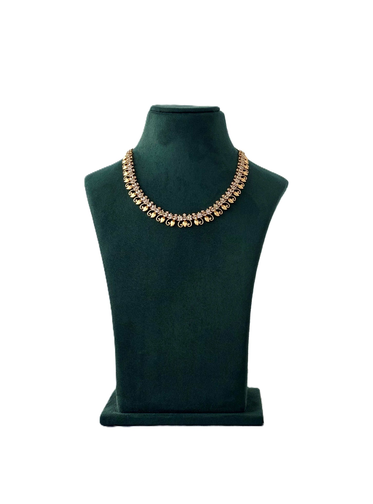 Intricate Floral Leaf Gold-Plated Necklace