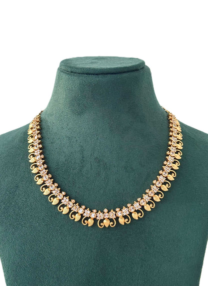 Intricate Floral Leaf Gold-Plated Necklace